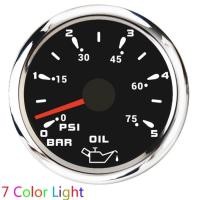 ราคา 2" 52MM Oil Pressure Gauge with 7 Color Light Pointer Oil Press Meter Indicator 0-5 Bar 0-75 PSI Au (53754131478)