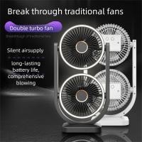 ราคา Double Head พัดลมตั้งโต๊ะพัดลมตั้งโต๊ะแบบชาร์จไฟได้พร้อมไฟ Led สําหรับค่ายแบบพกพาDual Head 360 องศาปรับมุมพัดลมระบายความร้อน 5 ความเร็วลมแรงพัดลมตั้งโต๊ะสําหรับHome Office (24944326549)