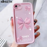 ราคา MHKEID เคสสำหรับ iPhone 6 Plus 6s Plus 7 Plus 8 Plus SE 2020 X Xr Xs Max เคสป้องกันโทรศัพท์ตกลายโบว์สีชมพู (40053777116)