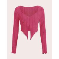 ราคา BaBie pink- y2k เสื้อยืด ครอป ผ่าหน้า ขอบหยัก (20372852783)