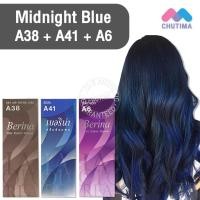ราคา สีผมแฟชั่น เซตสีผม เบอริน่า แฮร์ คัลเลอร์ครีม สีดาร์กน้ำเงินประกายหม่น Berina Hair Color Cream Set A6 + A38 + A41 (16462658975)