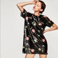 ราคา ZARA DRESS เลื่อมปักลายดอก (4132220309)