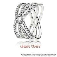 ราคา (ของแท้100%)Pandora silver ring แหวนเพชรไขว้ (13645328277)