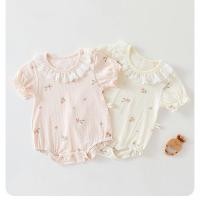 ราคา ชุดบอดี้สูทแขนสั้นเด็กผู้หญิงเจ้าหญิงลายดอกไม้ลูกไม้สีชมพูจั๊มสูท (42106508539)