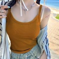 ราคา เสื้อสายเอี๊ยมผู้หญิง เสื้อทรงคอร์เซ็ท เกาะอก แขนกุด เข้ารูป มีบราในตัว เสื้อแขนกุด สีพื้น คนอวบ ฟองน้ำในตัว ใส่สบาย สาว (27684842660)