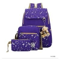 ราคา ชุดสามชิ้นกระเป๋าสะพายหญิงวิทยาลัยลมผ้าฝ้ายแท้ผ้าใบกระเป๋าเป้สะพายหลังกระเป๋าเดินทางของนักเรียน (3741484925)