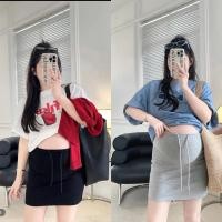ราคา กระโปรงคลุมท้องทรงเอสั้นแฟชั่นมีเชือกผูกสําหรับคุณแม่ตั้งครรภ์ (CV A DRAWBAND) (28230350753)