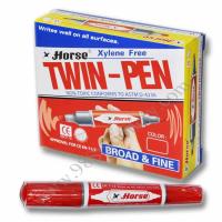 ราคา ปากกาเคมีสองหัว Horse สีแดง (1*12 ด้าม) (15993252630)