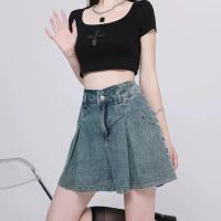 ราคา 2506# S-5XL กางเกงยีนส์ขาสั้นทรงขากว้าง เอวสูง เหมาะสำหรับต้นขาใหญ่ กางเกงยีนส์แฟชั่นหญิง (44350712149)