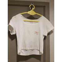 ราคา [ส่งต่อใส่ครั้งเดียว] Mirrorme เสื้อยืดครอปปักลายโบว์สีชมพู (24844276763)