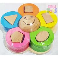 ราคา บล็อคไม้เรขาสวมหลัก 5 เสา หน้ายิ้ม #B29-4C (2606173136)