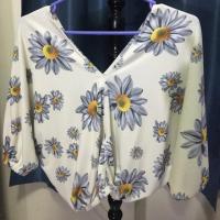 ราคา เสื้อยืดคอวี เอวจั๊มมือสอง (314559108)