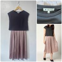 ราคา Global Work เดรสชุดติดกันเสื้อกระโปรงพลีท เดรสญี่ปุ่นมือสอง (43000130385)