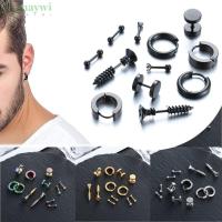 ราคา MAYWI 6 คู่/เซ็ต Hoop ต่างหูสแตนเลสสไตล์ Gothic สำหรับเจาะ Helix Body Jewelry สีดำ (52704365556)