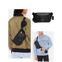 ราคา กระเป๋าคาเอก คาดเอว COACH ELIAS BELT BAG IN SIGNATURE CANVAS CJ506 ลายซีสีเทาดำ 9 นิ้ว มีกระเป๋าใบเ (27820849214)