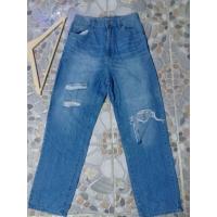 ราคา Aถ468(ถดลตข)ก11กางเกงยีนส์ขากระบอกเล็กแต่งขาดเข่าซิปสีทองykkงานป้ายโคลซ่าสียีนเฟคกลาง สายเซอเสื้อยาว:"รอบเอว26" (28802740703)