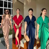 ราคา [DRESS] Shegrace Dress - เดรสคอวีผ้าซาตินวาเลนติโน่ (21086858879)