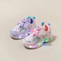 ราคา รองเท้าผ้าใบเด็กผู้หญิง LED ลายชาม พร้อมพื้นยางนุ่ม กันลื่น (40012578325)