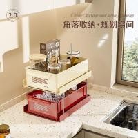 ราคา เดสก์ท็อปชั้นเก็บถ้วยชาสองชั้นชั้นวางห้องครัวชั้นวางขนมเคาน์เตอร์โต๊ะรับประทานอาหารถ้วยน้ำดึงออกที่ (29369666304)