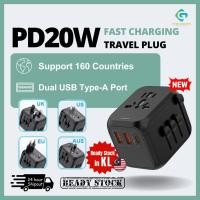 ราคา PD20W Travel Interface Adapter Plug Universal USB-A USB-C Universal Adapter Charger Travel (42013804838)