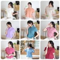 ราคา เสื้อผ้าฝ้ายรุ่นคอวีป้ายผูกโบว์ด้านข้าง (7858530948)