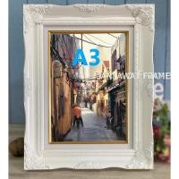 ราคา กรอบรูปหลุยส์ สีทอง สีขาวใส่ภาพขนาด 10x15”, A3 พร้อมกระจกใส ขาตั้ง หูแขวนผนัง (20542147439)