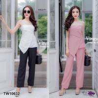 ราคา PE10632 Set 2 ชิ้น เสื้อทรงเกาะอกช่วงไหล่ต่อผ้ามุ้งซีทรู ด้านหน้าแต่งผ้าป้ายหน้า มาพร้อมกับกางเกงขายาวทรงขาม้านิดๆ (2863986546)