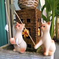 ราคา รูปปั้นแมว แมวตกปลา 8นิ้ว ตุ๊กตาตกปลา สำหรับ แต่งตู้ปลา แต่งอ่างปลา ตุ๊กตาแมว แมวเซรามิก (27451276600)