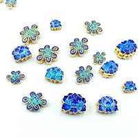 ราคา ทองแดงบริสุทธิ์ Gold-Plated Burnt Blue Cloisonne จีน Knot Lotus กลับ Cloud Spacer ลูกปัด Gold Burnt Blue Cloisonne diy Gadget PMWU (53352839396)