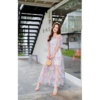 ราคา เดรสยาวฟรุ้งฟริ้ง สีรุ้ง สีพาสเทล (8303288340)