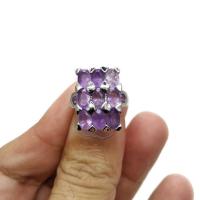 ราคา - แหวน เงินแท้ 92.5% งานส่งออก ฝังพลอยเนื้ออ่อนอเมทิสต์ 11เม็ด เจียรเหลี่ยม ขนาด 5×7 มิล แหวนหนัก 7.3 กรัม (19748069040)