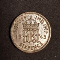 ราคา เหรียญเก่าประเทศอังกฤษ ปี 1943/ ชนิด 6 pence (23743001893)