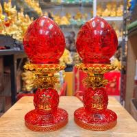 ราคา เทียนไหว้เจ้า เชิงเทียนไฟฟ้า ดอกบัวตูม ฐานสัปปะรด LED โคมไฟ โคมดอกบัว ไฟฟ้า ไหว้พระ ไหว้เจ้า สูง 8 / 10 นิ้ว (52304055998)