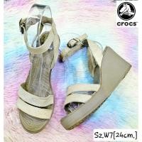 ราคา Crocs Leigh Wedges% ส้นเตารีด สีครีม สวยค่ะ (25470299110)