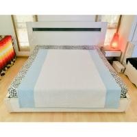 ราคา ผ้าปูรองนอน/รองกันเปื้อน/รองโซฟา ขนาด 5ฟุต สีฟ้าทูโทนปักลายดอกวินเทจ (สภาพใหม่) มือสองสภาพดี สินค้าญี่ปุ่น-เกาหลีแท้ (29701577546)