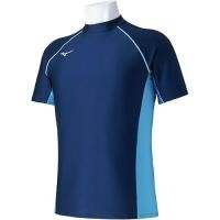 ราคา Mizuno Swimming Rush Guard Short-Sleeved Navy/Turquoise XL (41865263963)