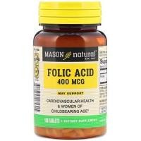 ราคา Mason Natural, Folic Acid, 400 mcg, 100 Tablets (2826921122)