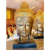 ราคา งานไม้แกะสลักเศียรพระพร้อมฐานตั้ง (23333891332)