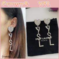 ราคา ต่างหูห้อยประดับเพชรเทียมและโลโก้แบรนด์ Saint Laurent YSL สำหรับผู้หญิง ของแท้ 100% ใหม่เอี่ยม (50253391397)