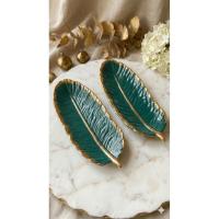 ราคา จานเซรามิค รูปใบตอง ขนาด 5นิ้ว x 13 นิ้ว ของตกแต่งบ้าน (42527679163)