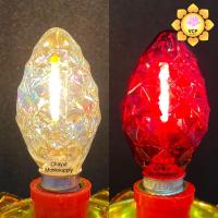 ราคา หลอดไฟจำปา LED (คู่) หลอดไฟเจ้าที่ หลอดไฟศาลเจ้า ขั้วเกลียว ไฟ 1W (6129231129)