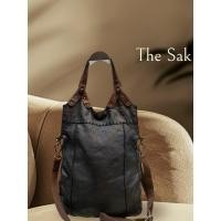 ราคา The Sak Womens Black & Brown Double Handle Stitch Foldover Crossbody Leather Bag มือสองนำเข้า (24086134098)