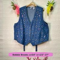 ราคา เสื้อยีนส์ เสื้อกั๊ก Bobbie Brooks ปักลายดอก สวย น่ารักมาก อก54, ยาว23-27 นิ้ว งานค้างสต็อคญี่ปุ่น งานสวย (25985506022)