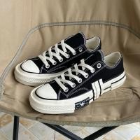 ราคา Converse Chuck 70 สีดําและสีขาว Deconstructed รองเท้าลําลองตัดต่ําสําหรับผู้ชายและผู้หญิง (56804408553)