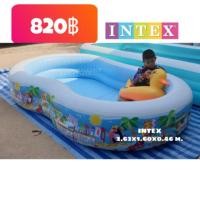 ราคา สระว่ายน้ำเป่าลม สระเป่าลม intex สระเป่าลมวงรี ขนาด 2.62x1.60x0.46เมตร ลายการ์ตูน (3817257252)
