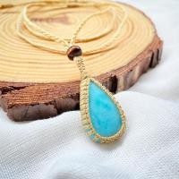 ราคา สร้อยคอจี้หิน หินลาร์ลิมา Larimar สร้อยถัก สร้อยหินนำโชค สร้อยคอเชือกถัก หินนำโชค (8364379873)