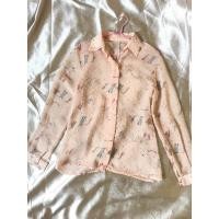 ราคา เสื้อเชิ้ตแขนยาวชีฟอง สีโอรส (5444929533)