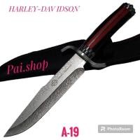 ราคา มีด มีดพก มีดเดินป่า มีดพกใบตาย HARLEY -DAV รุ่น A-19 ใบลายดามัสกัสด้ามไม้ (24863226099)