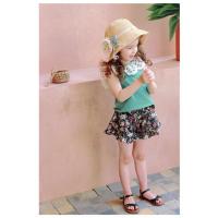 ราคา (SALE) เซตเสื้อแขนกุดสีเขียวลูกไม้รอบ พร้อมกางเกงขาสั้นลายดอกสีดำ (5654291003)