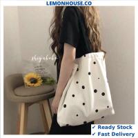 ราคา Polkadot Tote Bag กระเป๋าผ้าแคนวาส กระเป๋าถือลําลอง tot beg lej กระเป๋านักเรียนวิทยาลัย กระเป๋าสไตล์เกาหลี (53402222428)